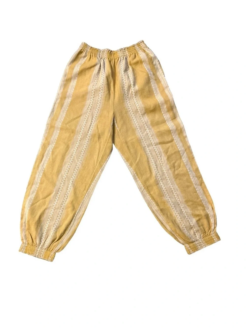 Tory Burch Set Women Sequin Embellished Yellow & Ivory Cotton Tunic 8 & Pants 6